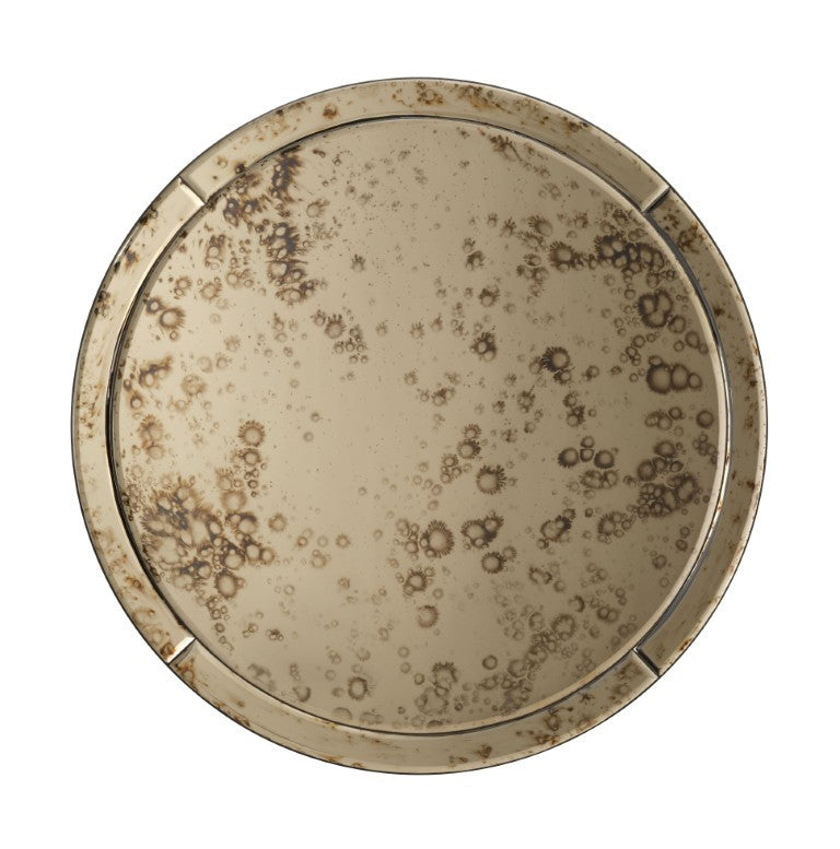 Jamie Young Co. Chambord Beveled Antique Glass Round Wall Mirror Warm Patina Vanity Accent 6CHAM-SMAG