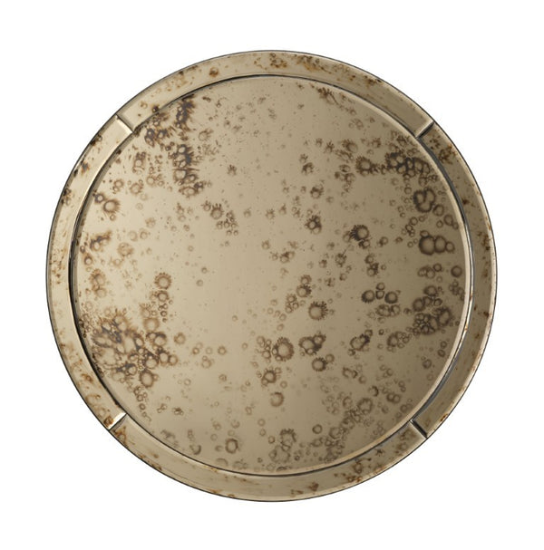 Jamie Young Co. Chambord Beveled Antique Glass Round Wall Mirror Warm Patina Vanity Accent 6CHAM-SMAG