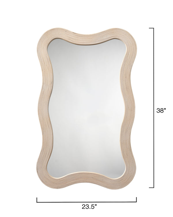 Jamie Young Co. Deli Wavy Bamboo Wall Mirror, Cream Cream Bamboo,Plywood,Mirror 6dali-micr