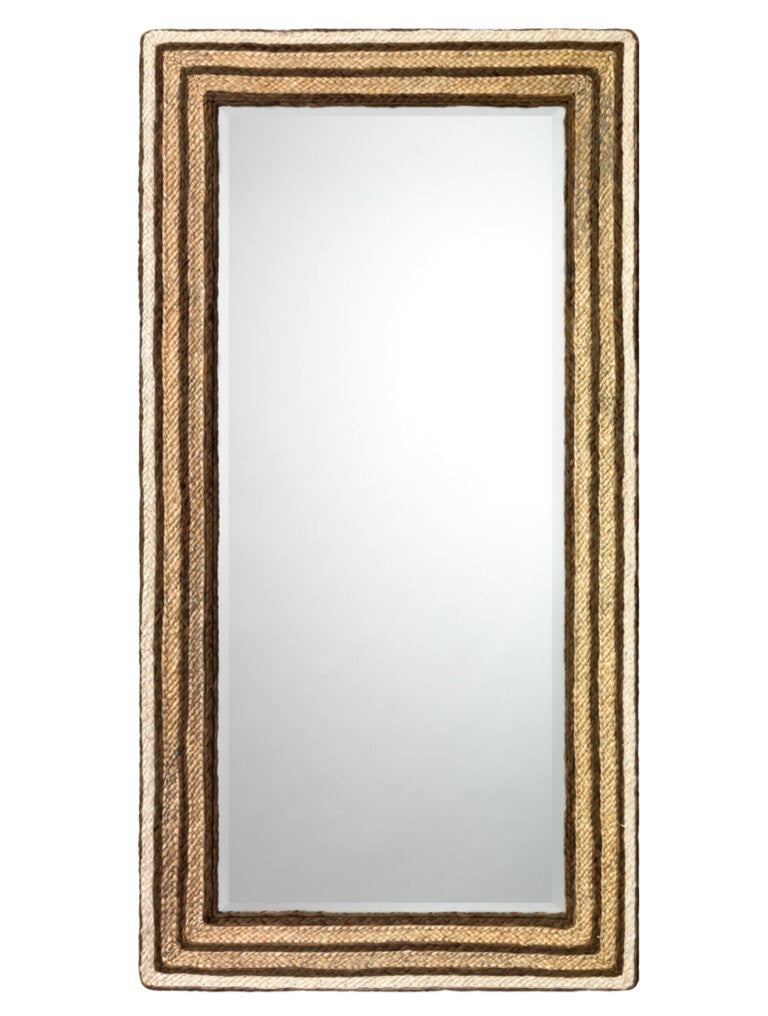 Jamie Young Co. Evergreen Hand Braided Seagrass Rectangle Mirror Artisan Woven Natural Wall Accent 6EVER-RECTSG