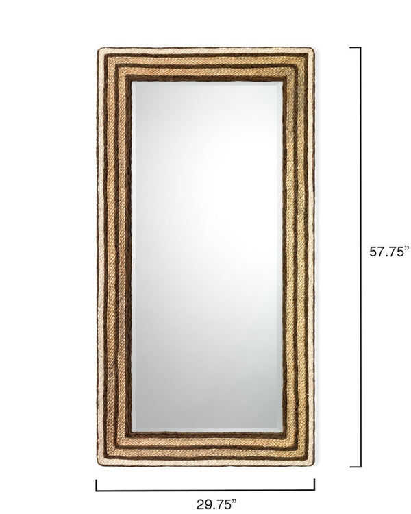 Evergreen Hand Braided Seagrass Rectangle Mirror Artisan Woven Natural Wall Accent
