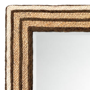 Evergreen Hand Braided Seagrass Rectangle Mirror Artisan Woven Natural Wall Accent
