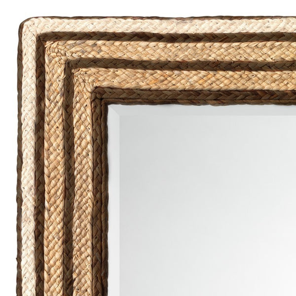 Evergreen Hand Braided Seagrass Rectangle Mirror Artisan Woven Natural Wall Accent