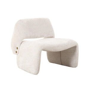 Pasargad Home Zarina Modern Accent Chair - Sculptural Ivory Upholstery For Stylish Comfort & Elegance Ivory Polyester Pzw-21101