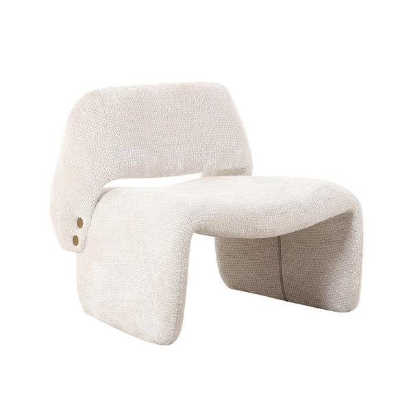 Pasargad Home Zarina Modern Accent Chair - Sculptural Ivory Upholstery For Stylish Comfort & Elegance Ivory Polyester Pzw-21101