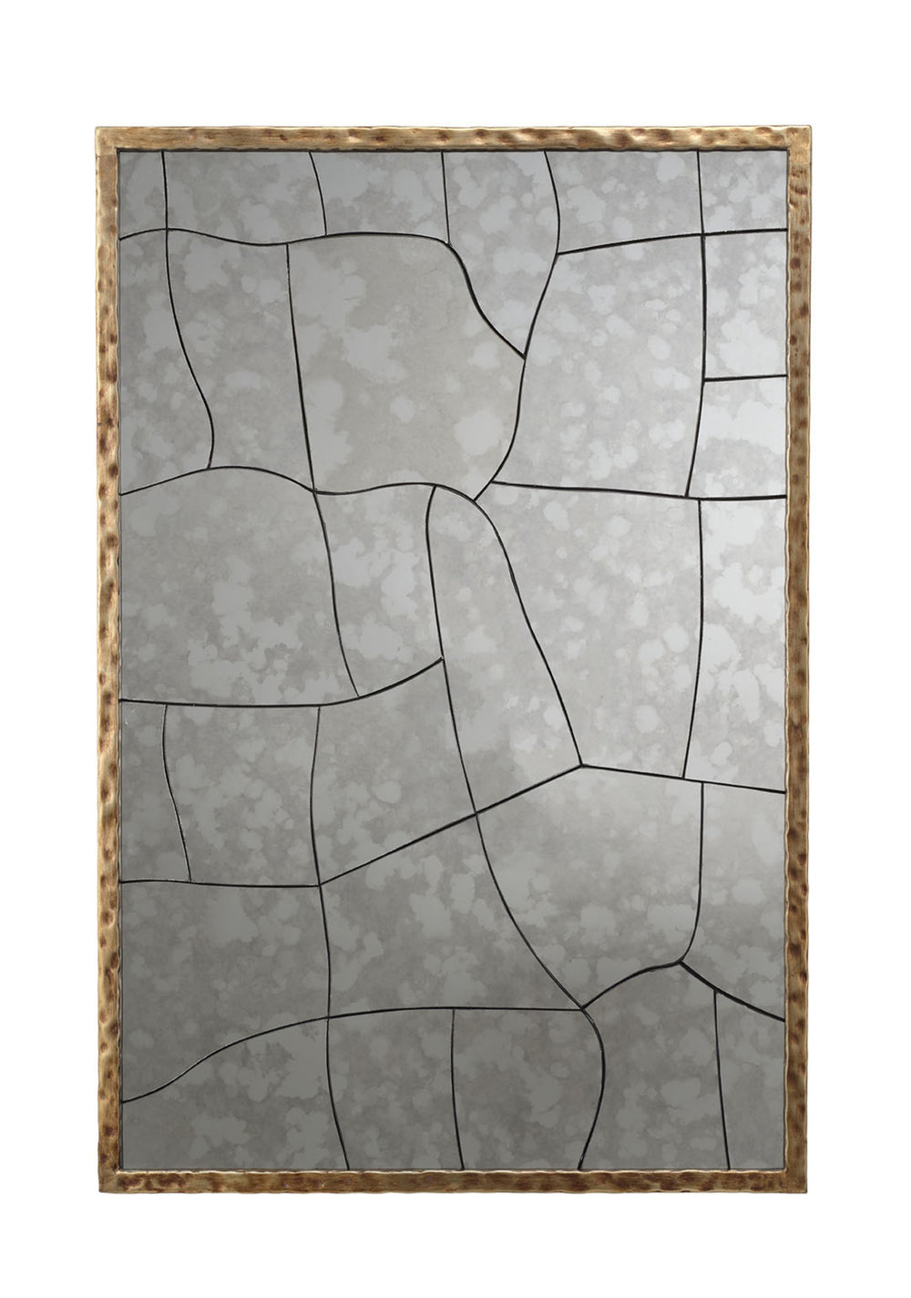 Jamie Young Co. Fractured Hammered Iron Rectangle Wall Mirror Brass Metal, Iron,Mdf,Mirror 6frac-misl