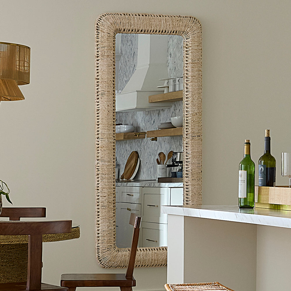 Jamie Young Co. Hollis Rectangle Rope Floor Mirror Natural Cornhusk,Mdf,Mirror 6holl-flna
