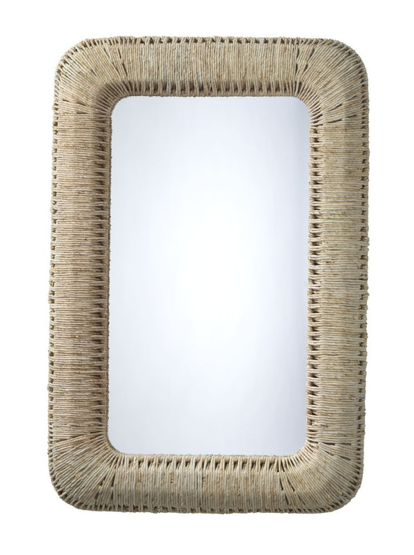 Jamie Young Co. Hollis Hand Woven Corn Straw Rope Wall Mirror Coastal Accent for Living Spaces 6HOLL-MIOW