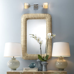 Hollis Hand Woven Corn Straw Rope Wall Mirror Coastal Accent for Living Spaces