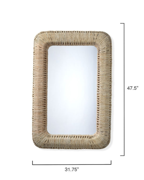 Hollis Hand Woven Corn Straw Rope Wall Mirror Coastal Accent for Living Spaces