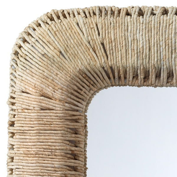 Hollis Hand Woven Corn Straw Rope Wall Mirror Coastal Accent for Living Spaces