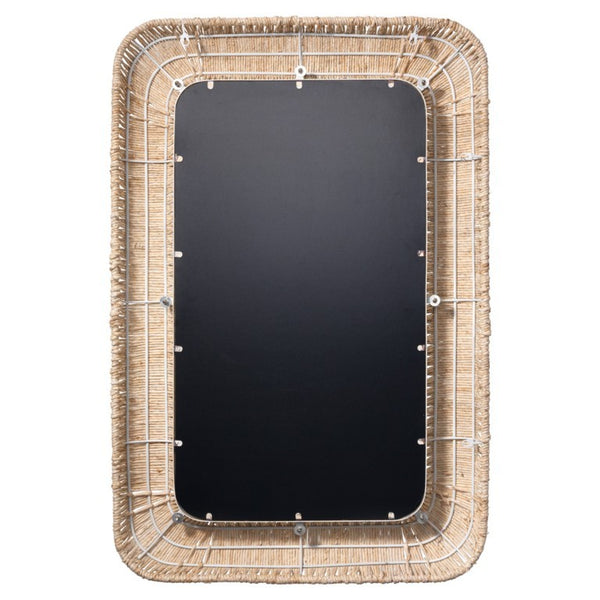 Hollis Hand Woven Corn Straw Rope Wall Mirror Coastal Accent for Living Spaces