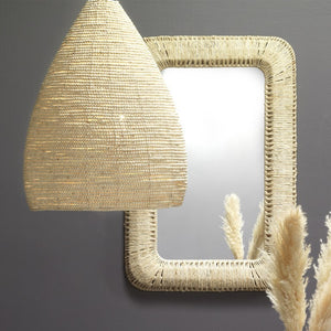 Hollis Hand Woven Corn Straw Rope Wall Mirror Coastal Accent for Living Spaces