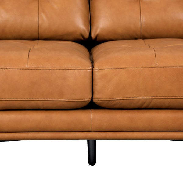 Pasargad Home Kimberly Luxury Brown Leather 3-seater Sofa - Elegant Design & Modern Comfort Brown Leather Sofa-0555-3
