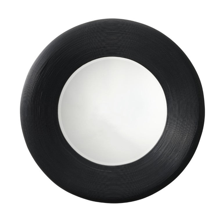 Jamie Young Co. Paddock Artisan Bamboo Round Wall Mirror Handcrafted Natural Frame for Entryway 6PADD-MIBK