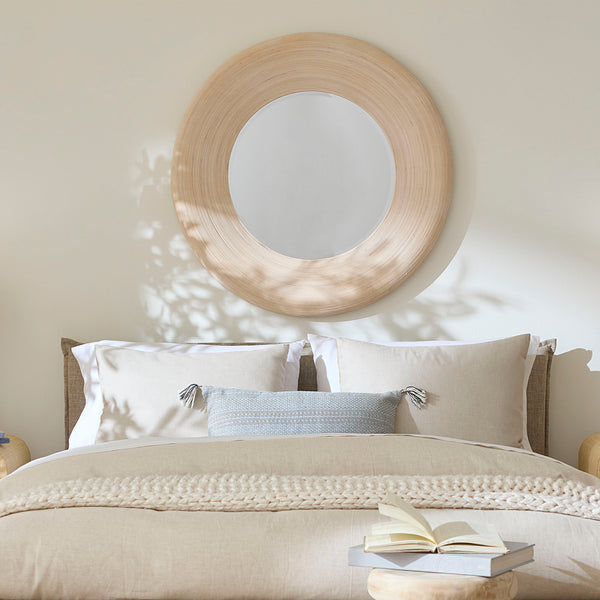 Jamie Young Co. Paddock Bamboo Round Wall Mirror, Cream Cream Bamboo,Plywood,Mirror 6padd-micr