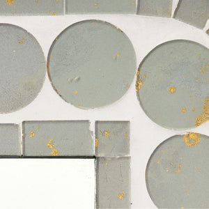 Penny Handcrafted Wood Rectangle Mirror with Glass Mosaic Gold Foil Accents for Any Room