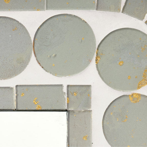Penny Handcrafted Wood Rectangle Mirror with Glass Mosaic Gold Foil Accents for Any Room