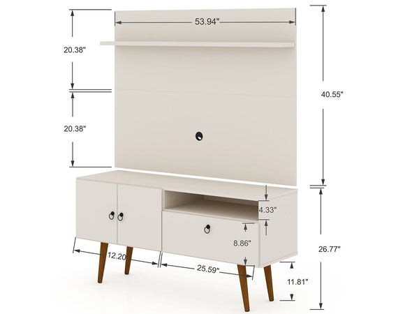 Manhattan Comfort Tribeca Mid-Century Modern 2-Piece Entertainment Center Off White 6PMC6