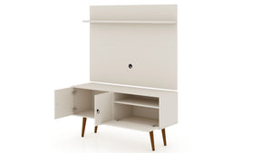 Manhattan Comfort Tribeca Mid-Century Modern 2-Piece Entertainment Center Off White 6PMC6