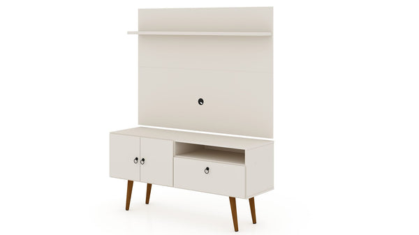 Manhattan Comfort Tribeca Mid-Century Modern 2-Piece Entertainment Center Off White 6PMC6