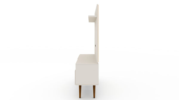 Manhattan Comfort Tribeca Mid-Century Modern 2-Piece Entertainment Center Off White 6PMC6