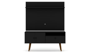 Manhattan Comfort Tribeca Mid-Century Modern 2-Piece Entertainment Center Black 6PMC70