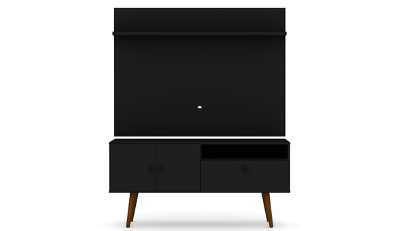 Manhattan Comfort Tribeca Mid-Century Modern 2-Piece Entertainment Center Black 6PMC70