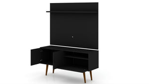 Manhattan Comfort Tribeca Mid-Century Modern 2-Piece Entertainment Center Black 6PMC70