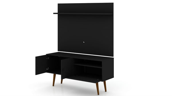 Manhattan Comfort Tribeca Mid-Century Modern 2-Piece Entertainment Center Black 6PMC70