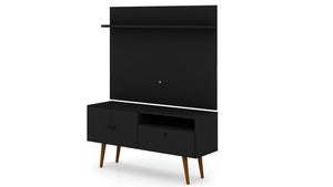 Manhattan Comfort Tribeca Mid-Century Modern 2-Piece Entertainment Center Black 6PMC70