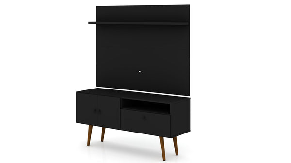 Manhattan Comfort Tribeca Mid-Century Modern 2-Piece Entertainment Center Black 6PMC70