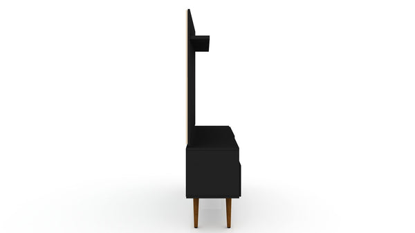 Manhattan Comfort Tribeca Mid-Century Modern 2-Piece Entertainment Center Black 6PMC70