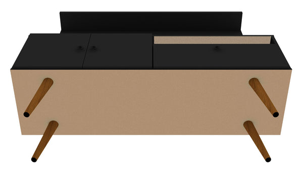 Manhattan Comfort Tribeca Mid-Century Modern 2-Piece Entertainment Center Black 6PMC70