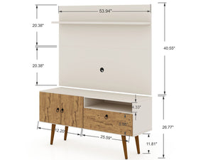 Manhattan Comfort Tribeca Mid-Century Modern 2-Piece Entertainment Center Off White and Nature 6PMC81