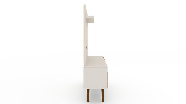 Manhattan Comfort Tribeca Mid-Century Modern 2-Piece Entertainment Center Off White and Nature 6PMC81