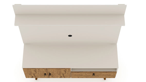 Manhattan Comfort Tribeca Mid-Century Modern 2-Piece Entertainment Center Off White and Nature 6PMC81