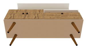 Manhattan Comfort Tribeca Mid-Century Modern 2-Piece Entertainment Center Off White and Nature 6PMC81