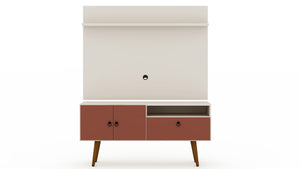 Manhattan Comfort Tribeca Mid-Century Modern 2-Piece Entertainment Center Off White and Terra Orange Pink 6PMC85
