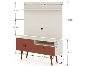 Manhattan Comfort Tribeca Mid-Century Modern 2-Piece Entertainment Center Off White and Terra Orange Pink 6PMC85