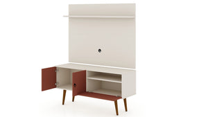 Manhattan Comfort Tribeca Mid-Century Modern 2-Piece Entertainment Center Off White and Terra Orange Pink 6PMC85