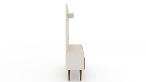 Manhattan Comfort Tribeca Mid-Century Modern 2-Piece Entertainment Center Off White and Terra Orange Pink 6PMC85
