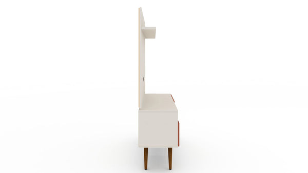 Manhattan Comfort Tribeca Mid-Century Modern 2-Piece Entertainment Center Off White and Terra Orange Pink 6PMC85