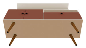 Manhattan Comfort Tribeca Mid-Century Modern 2-Piece Entertainment Center Off White and Terra Orange Pink 6PMC85