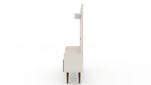 Manhattan Comfort Tribeca Mid-Century Modern 2-Piece Entertainment Center Off White and Green Mint 6PMC86