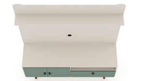 Manhattan Comfort Tribeca Mid-Century Modern 2-Piece Entertainment Center Off White and Green Mint 6PMC86
