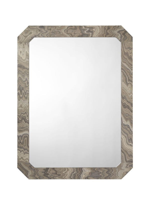Jamie Young Co. Ravine Layered Wood Frame Wall Mirror Neutral Tones Versatile Bedroom Entry Decor 6RAVI-MISA