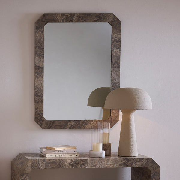 Ravine Layered Wood Frame Wall Mirror Neutral Tones Versatile Bedroom Entry Decor
