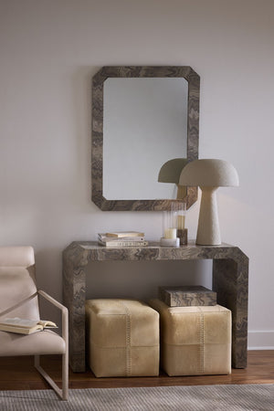 Ravine Layered Wood Frame Wall Mirror Neutral Tones Versatile Bedroom Entry Decor