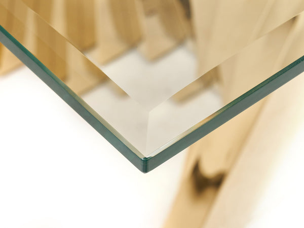 VIG Furniture Modrest Buquet - Glam Glass + Champagne Gold Rectangular Dining Table VGZA-T124-GLD